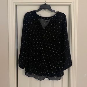 Black with white detail 3/4 blouse